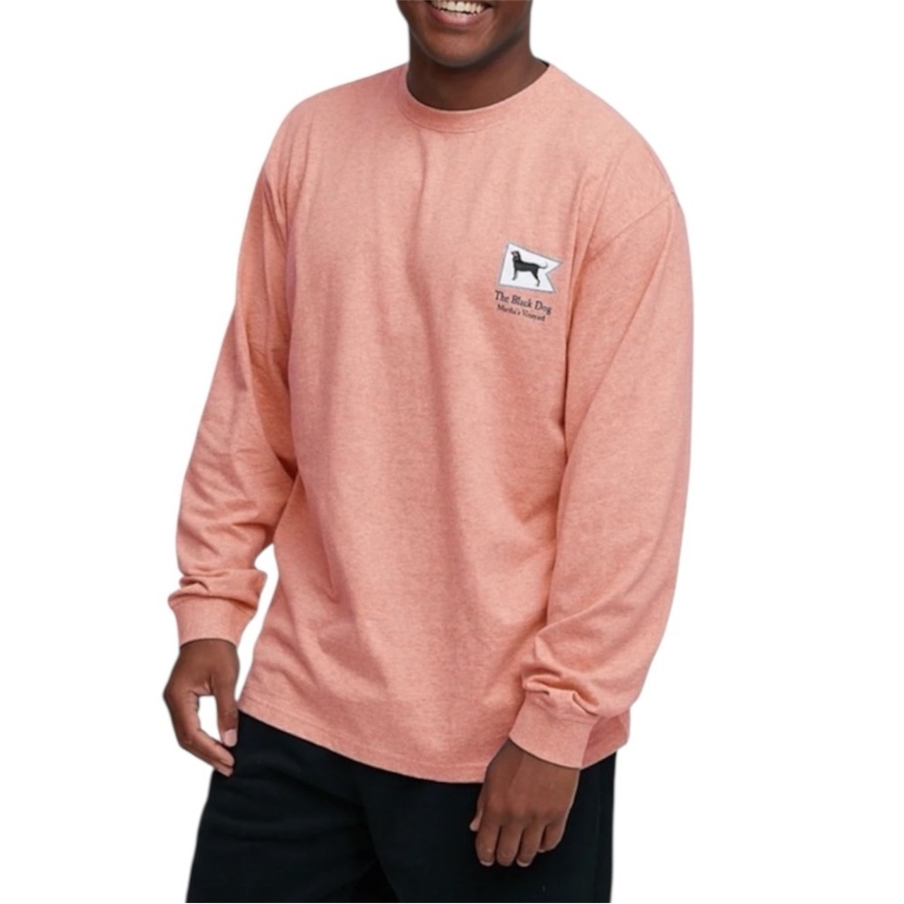 The Black Dog Mens MV Homeport Coral Heather Longsleeve Tee Size S